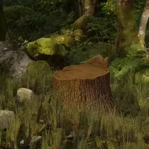 Realistic Low-Poly PBR Tree Stump - A Game-Ready  Low-poly 3D model