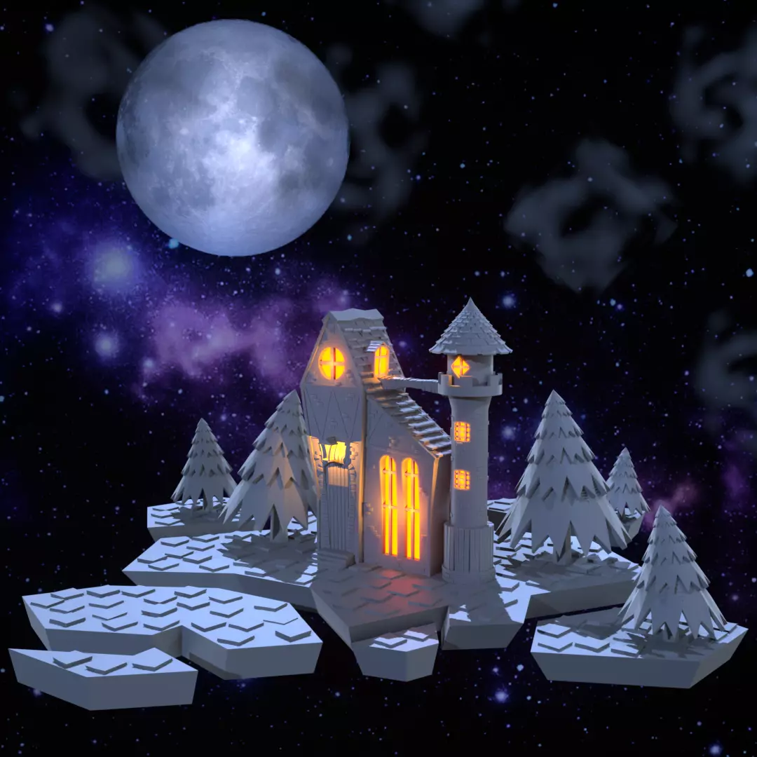 Witch Castle Low-poly 3D model_0