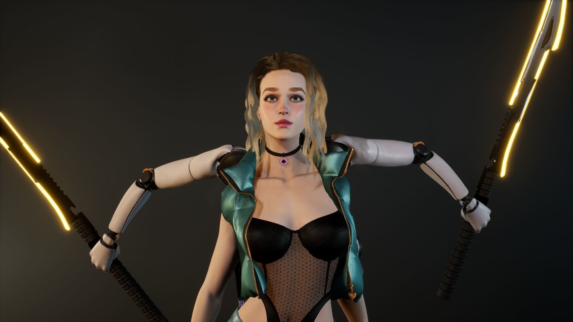 Cyber Girl Lia - Game Ready Low-poly 3D model_11