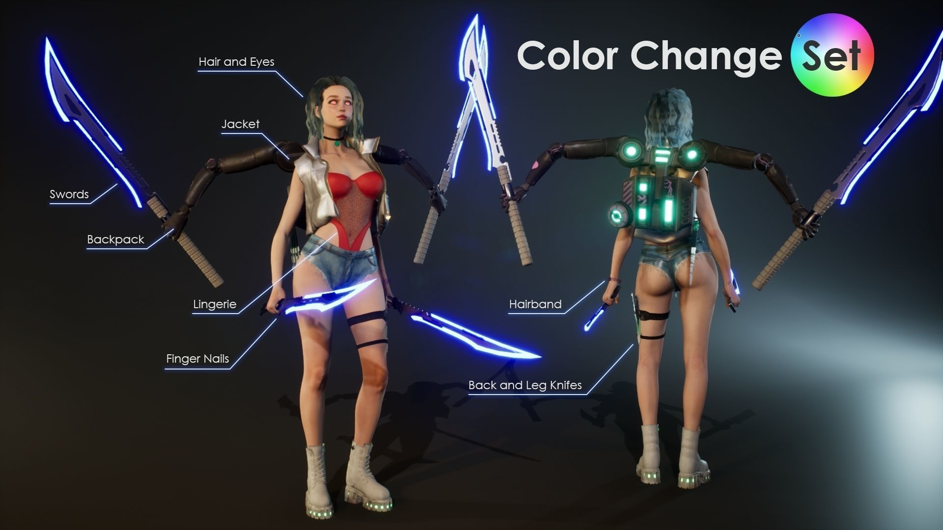 Cyber Girl Lia - Game Ready Low-poly 3D model_3