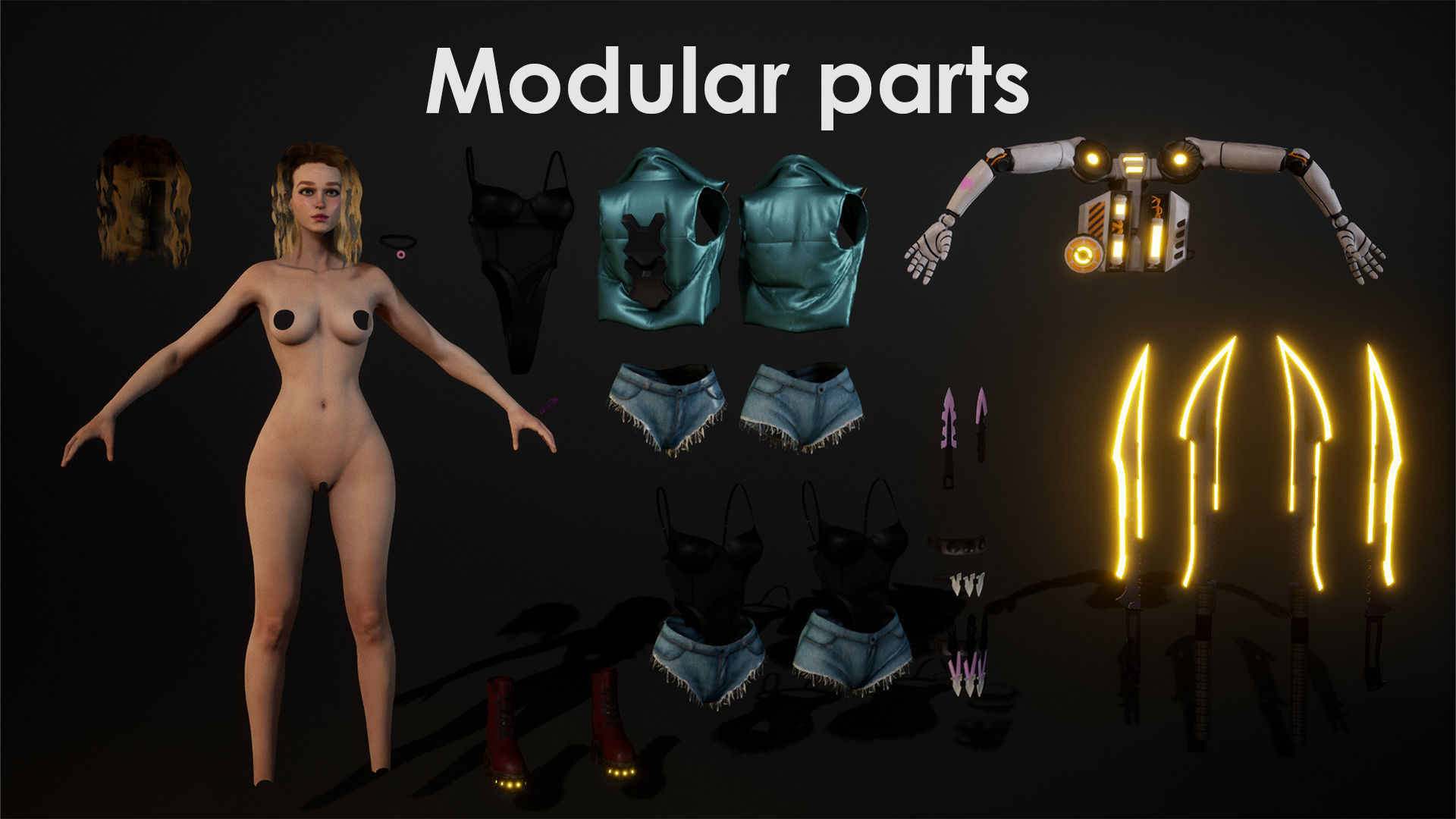 Cyber Girl Lia - Game Ready Low-poly 3D model_4