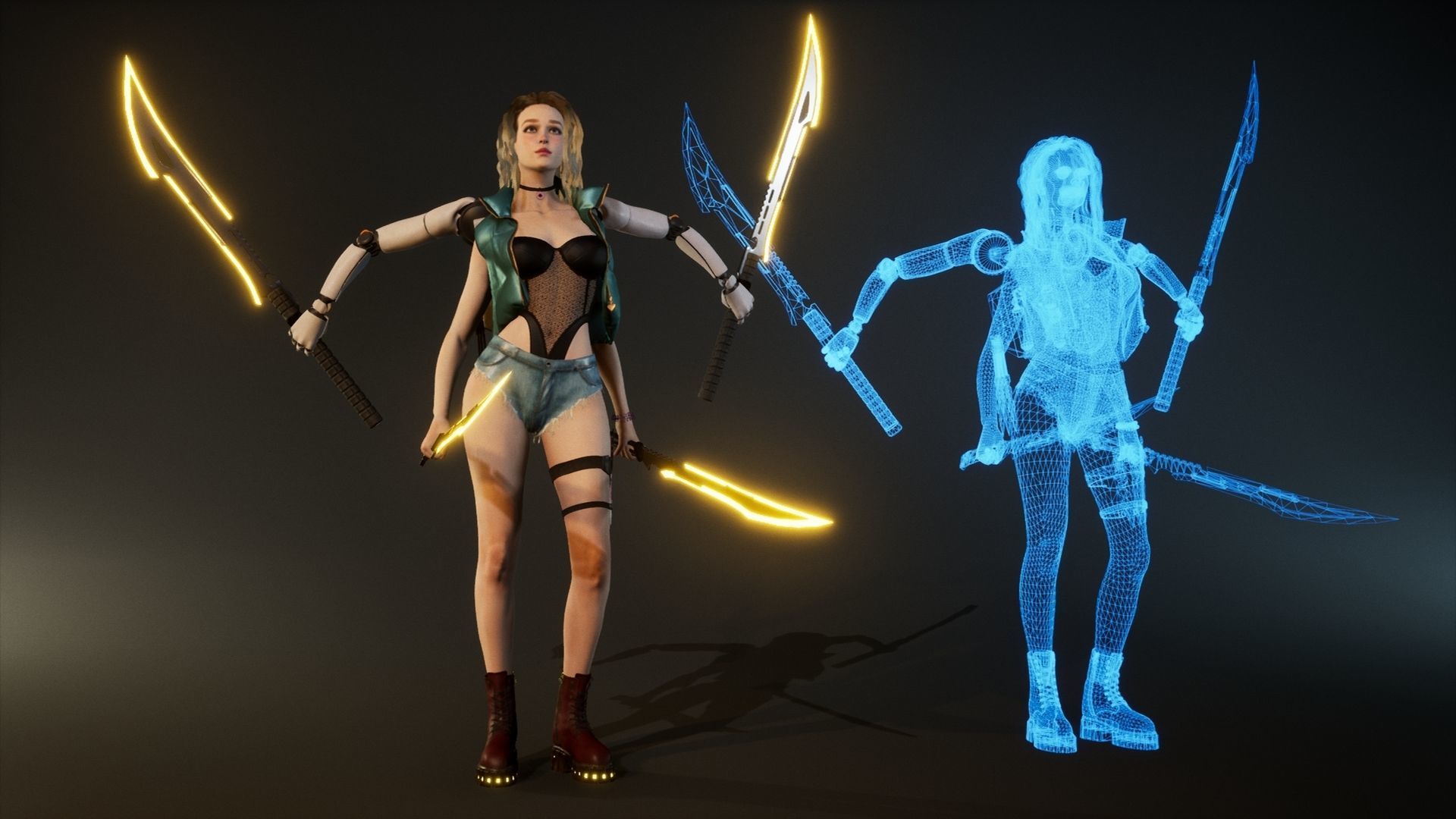 Cyber Girl Lia - Game Ready Low-poly 3D model_18