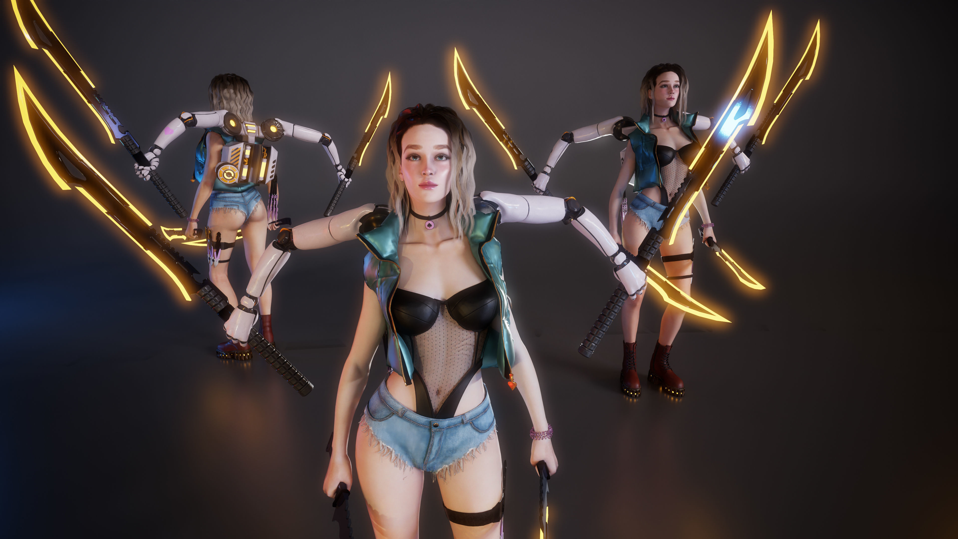 Cyber Girl Lia - Game Ready Low-poly 3D model_2