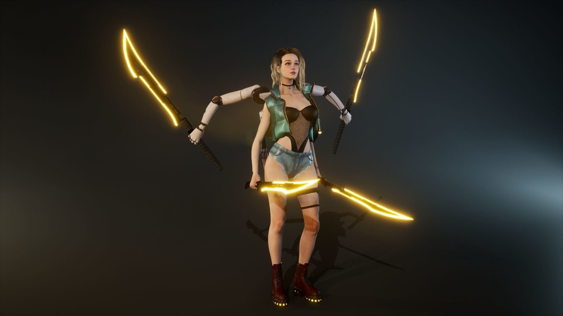 Cyber Girl Lia - Game Ready Low-poly 3D model_12