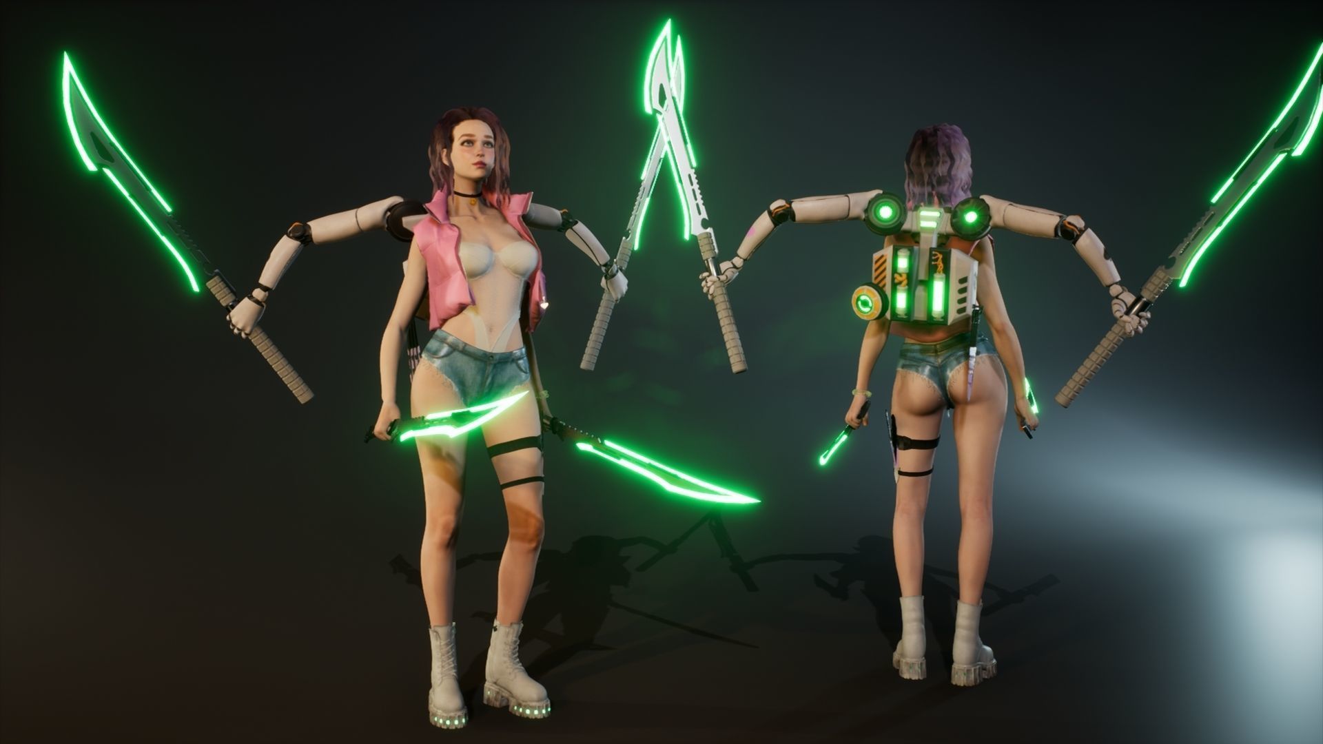 Cyber Girl Lia - Game Ready Low-poly 3D model_15