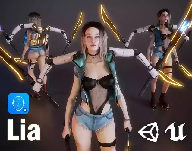 Cyber Girl Lia - Game Ready Low-poly 3D model