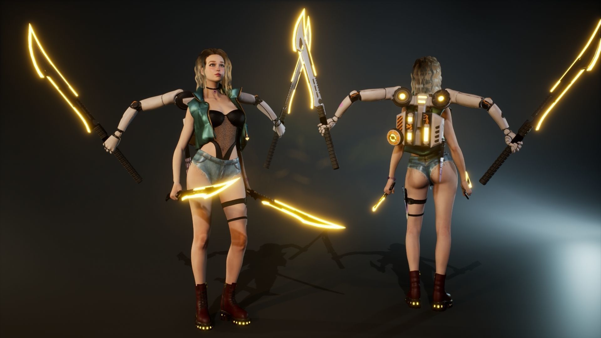 Cyber Girl Lia - Game Ready Low-poly 3D model_13