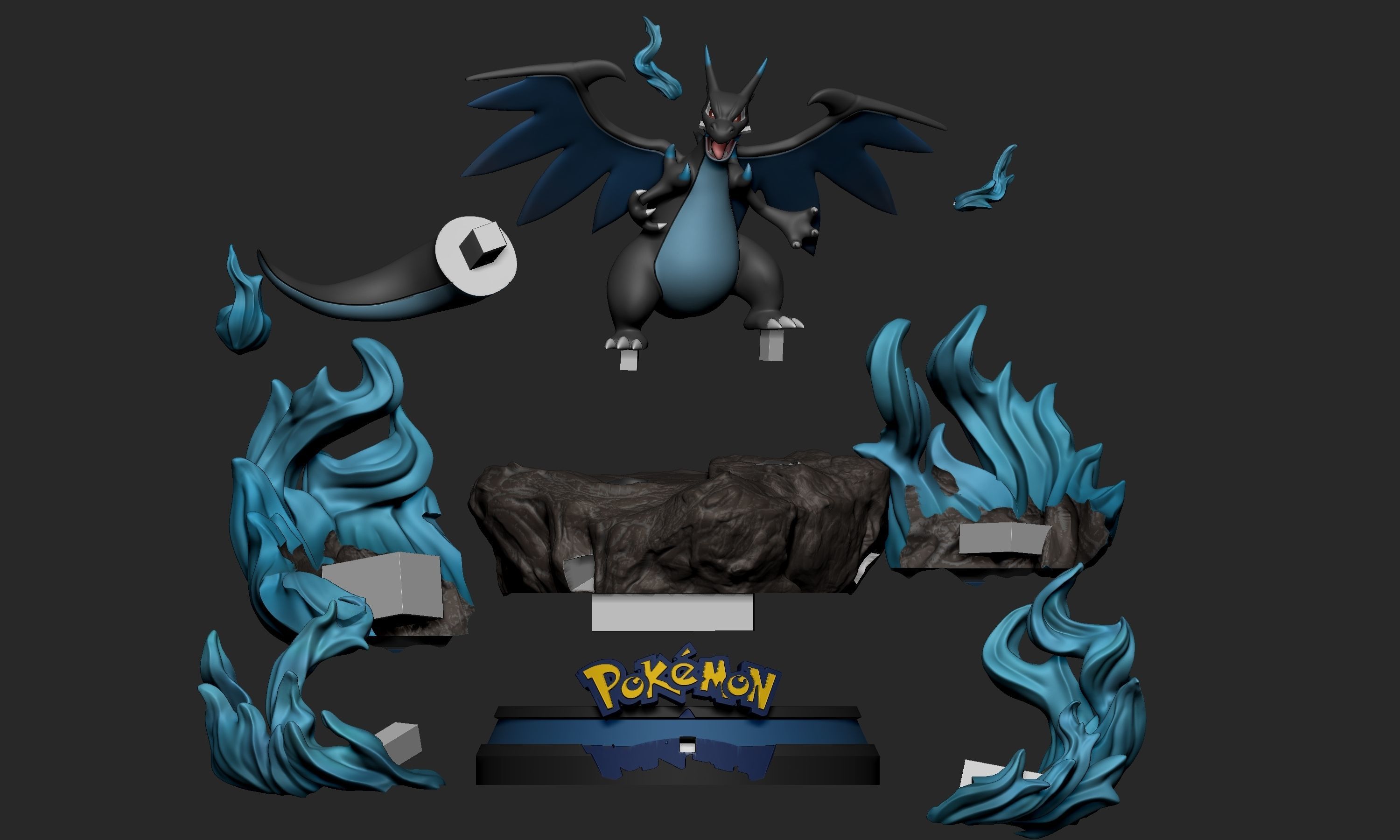 Pokemon - Mega Charizard X Figure 3D print model_12