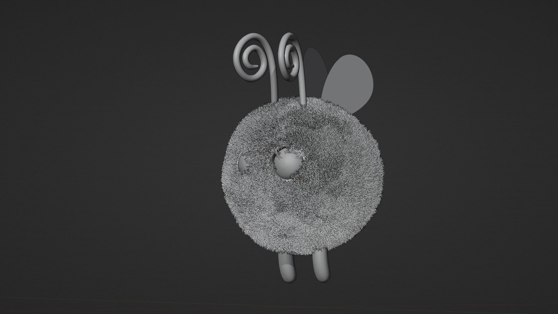 Cute 3d Bee cartoon character with fur for games and etc Low-poly 3D model_8