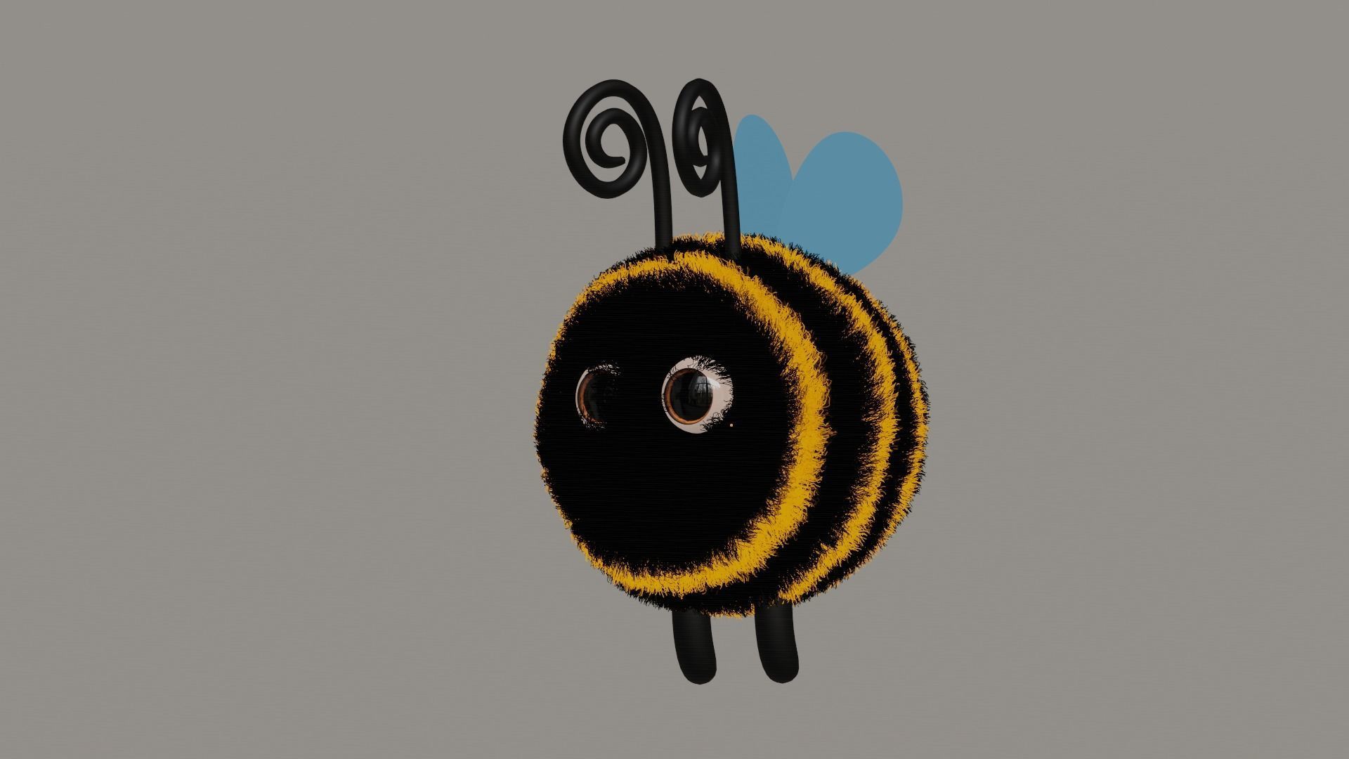 Cute 3d Bee cartoon character with fur for games and etc Low-poly 3D model_4
