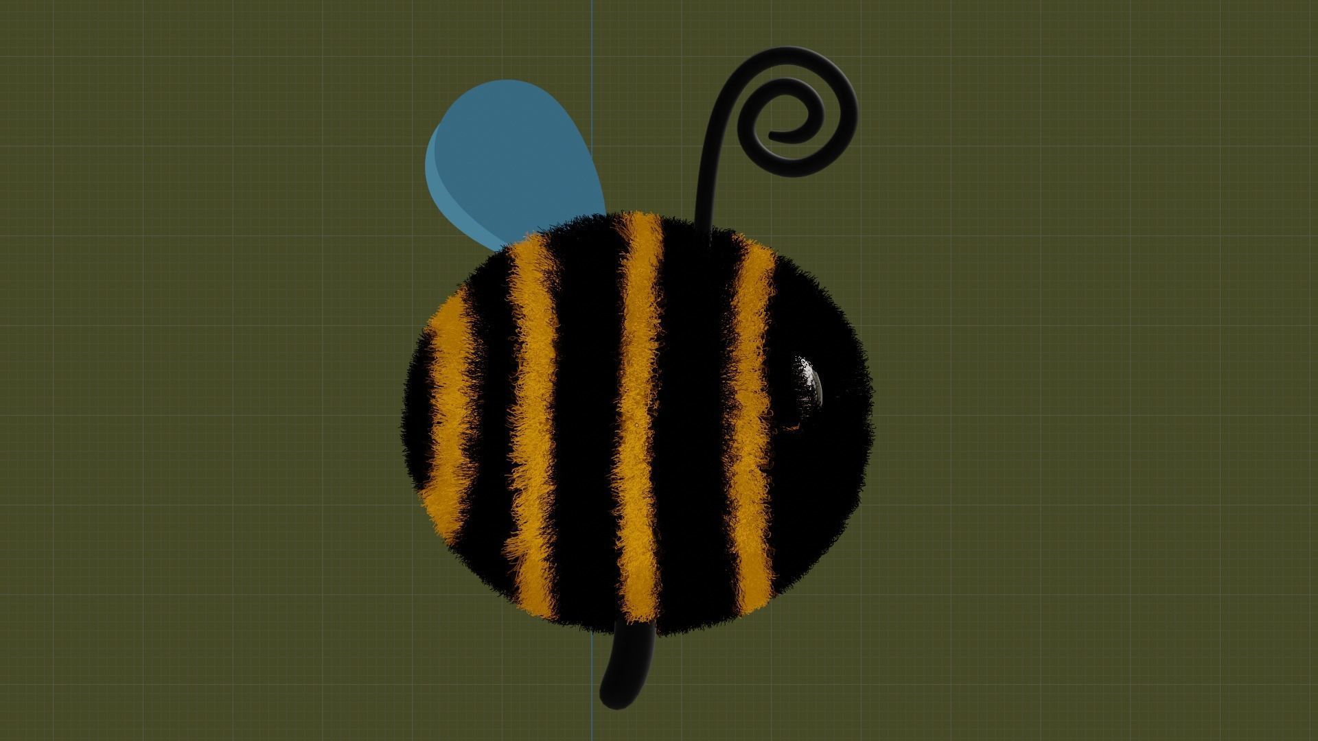 Cute 3d Bee cartoon character with fur for games and etc Low-poly 3D model_7