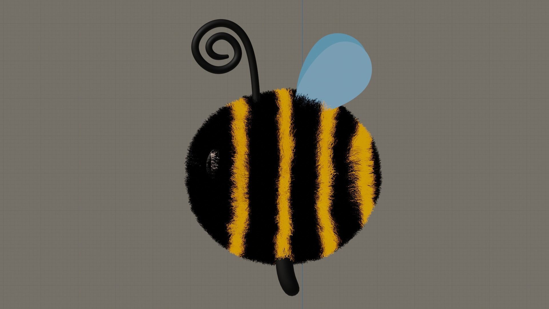 Cute 3d Bee cartoon character with fur for games and etc Low-poly 3D model_6