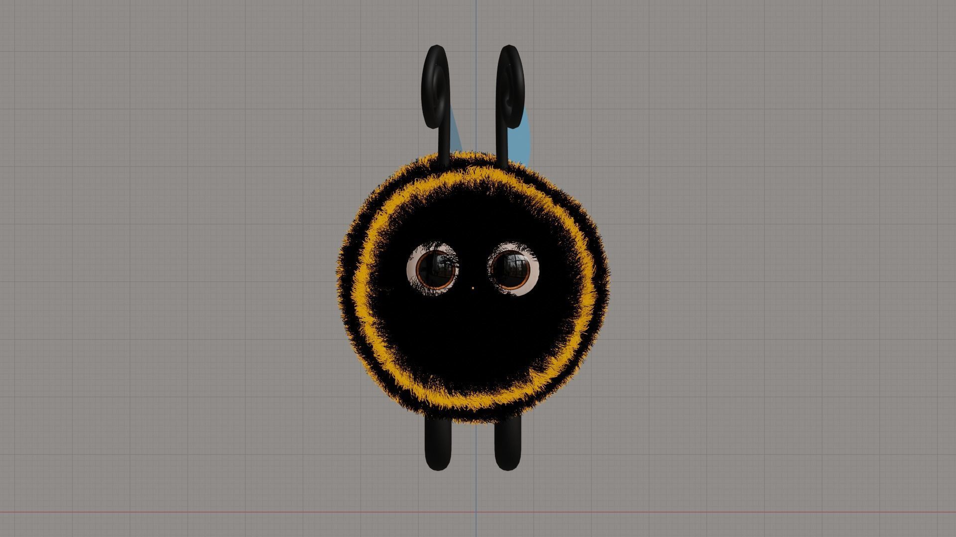 Cute 3d Bee cartoon character with fur for games and etc Low-poly 3D model_5