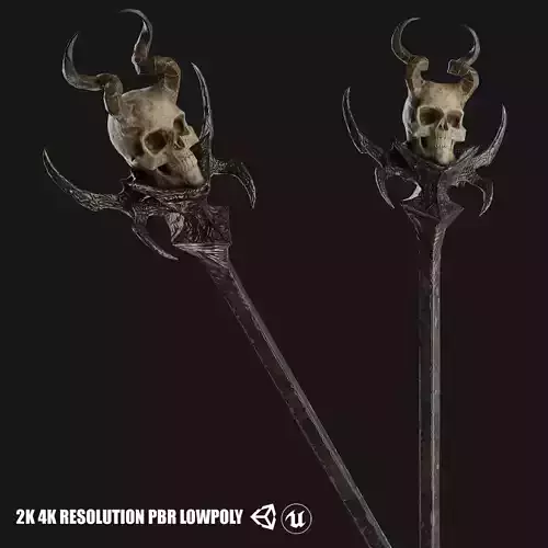 Necromancer Staff 02 Low-poly 3D model