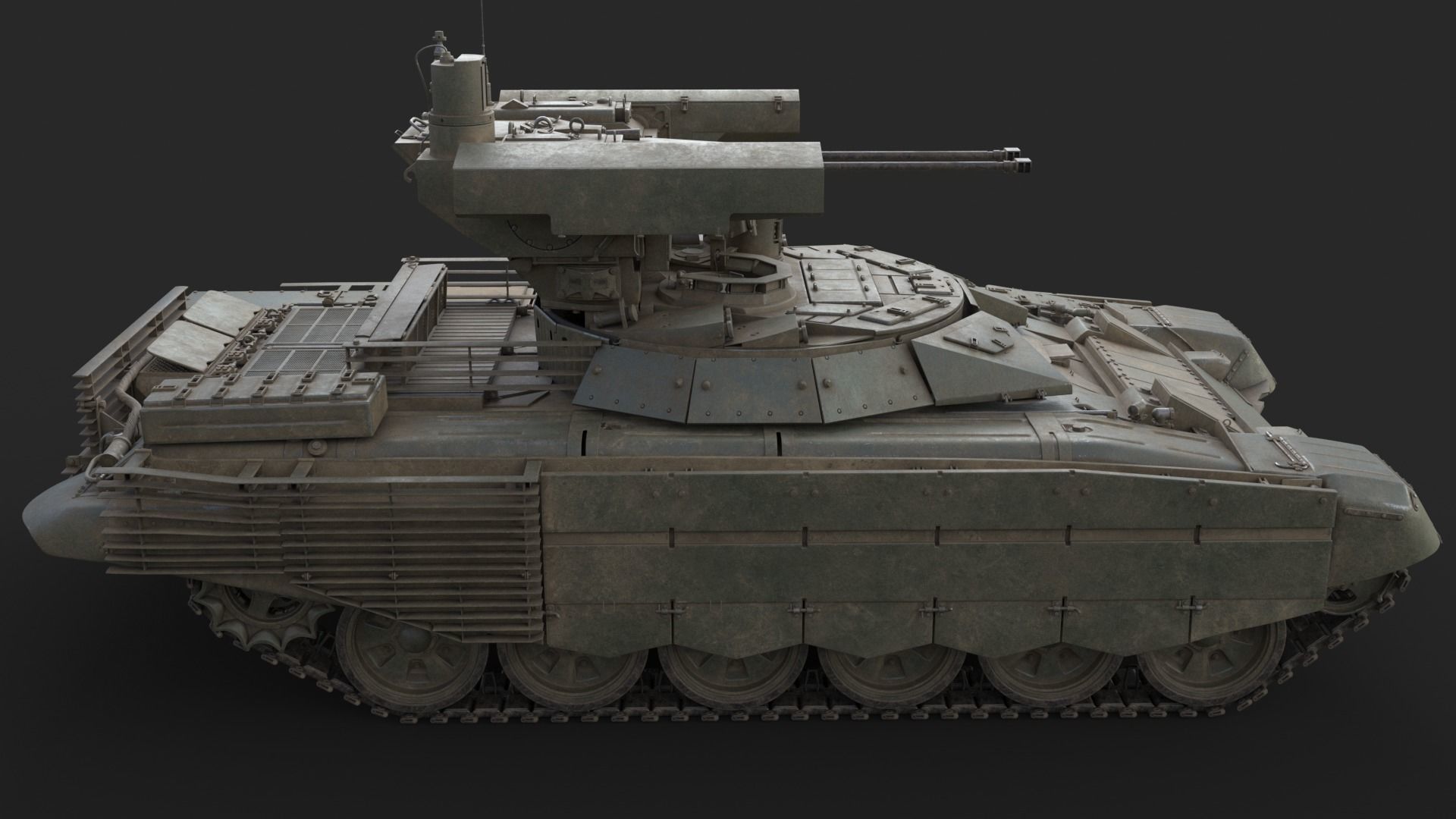 Tank Terminator BMPT 72 Green Dirty 3D model_12