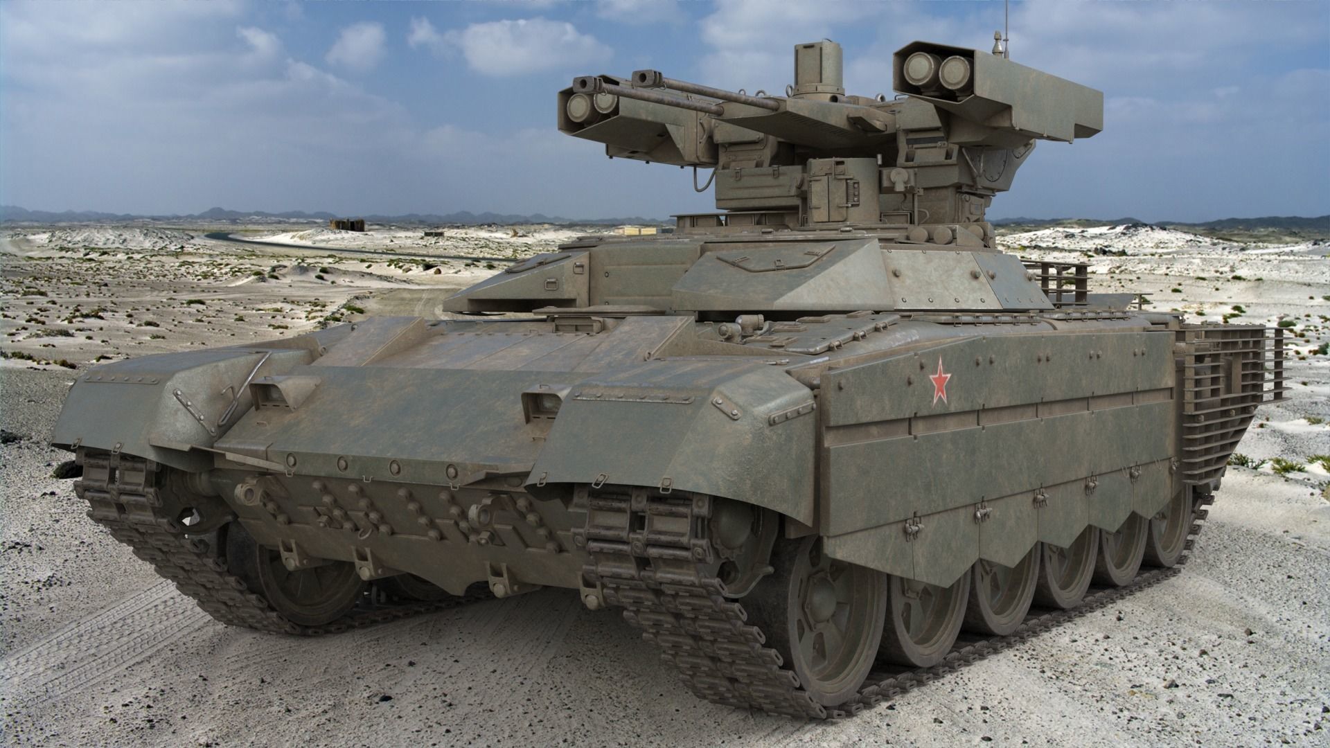 Tank Terminator BMPT 72 Green Dirty 3D model_1