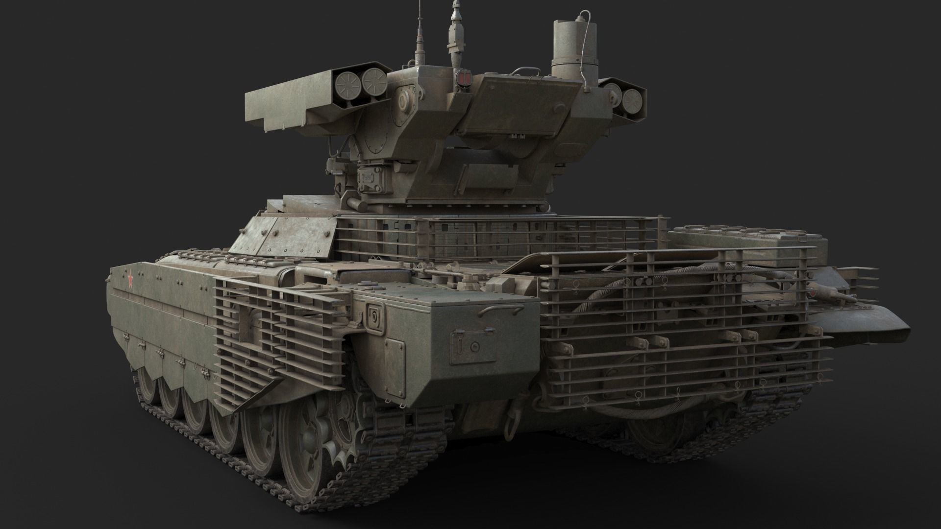 Tank Terminator BMPT 72 Green Dirty 3D model_9
