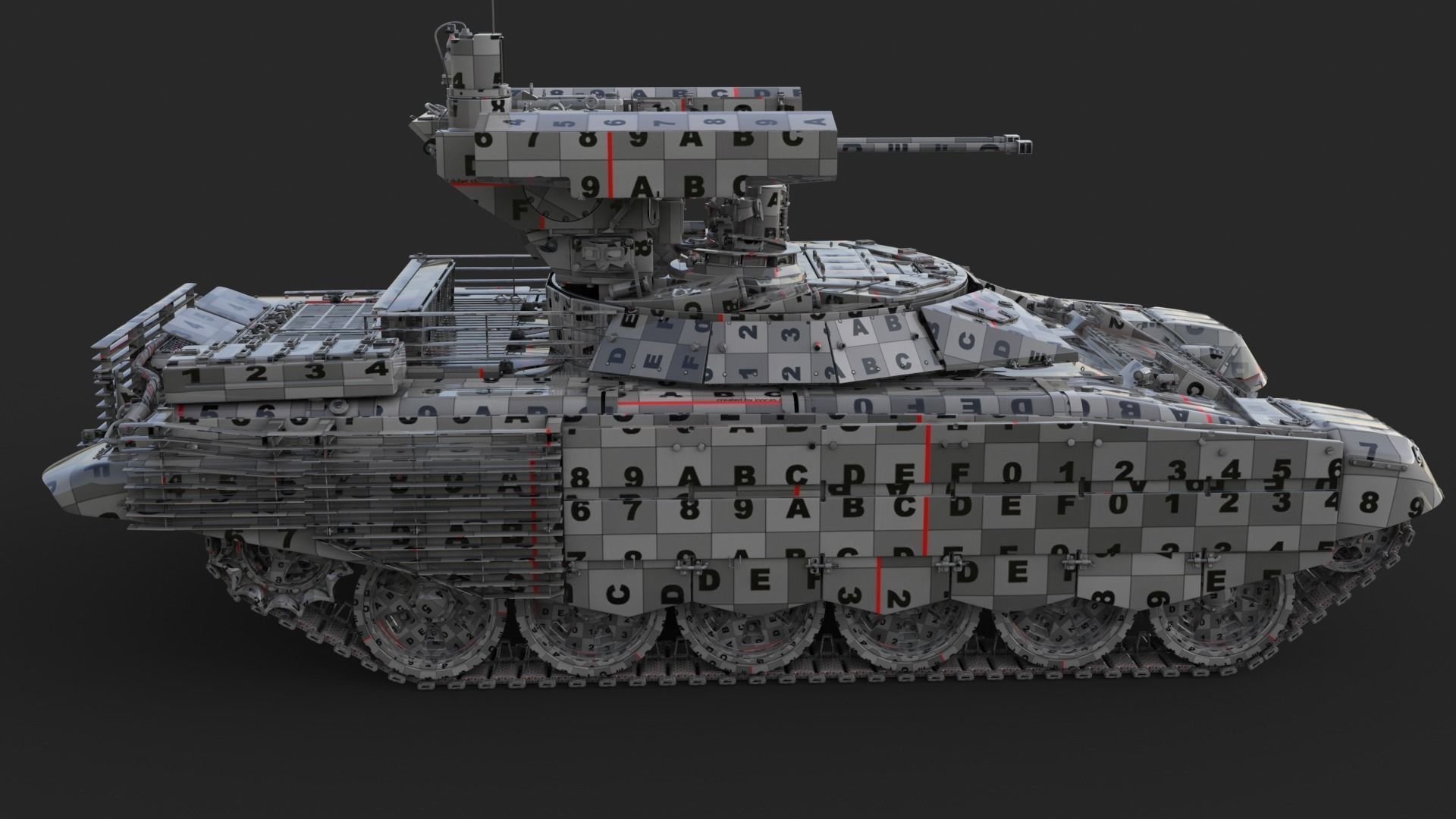 Tank Terminator BMPT 72 Green Dirty 3D model_56