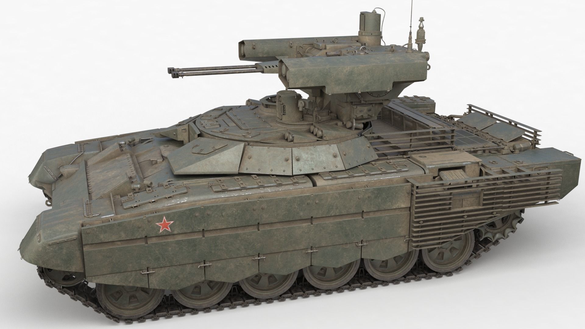 Tank Terminator BMPT 72 Green Dirty 3D model_31