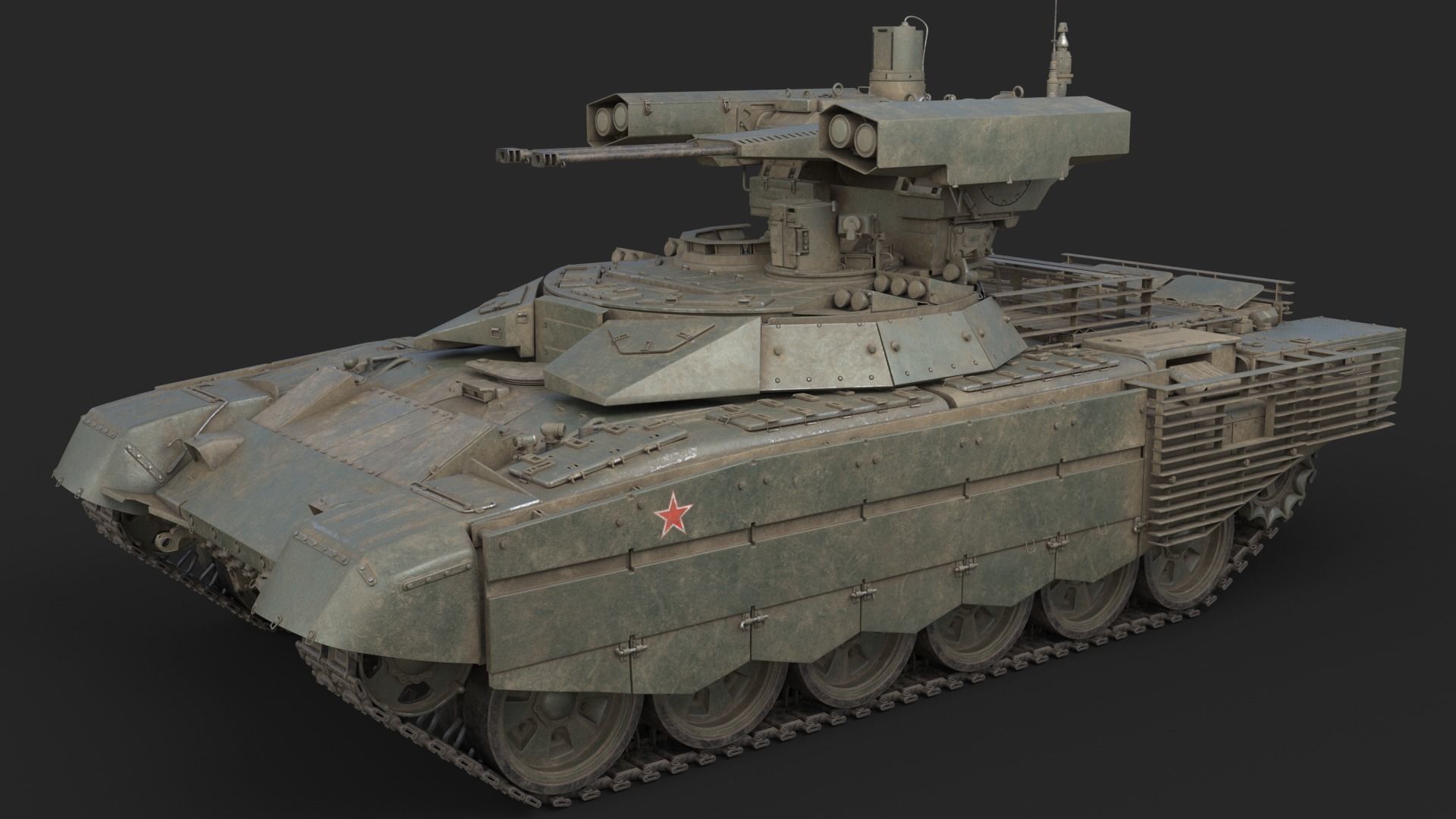 Tank Terminator BMPT 72 Green Dirty 3D model_6