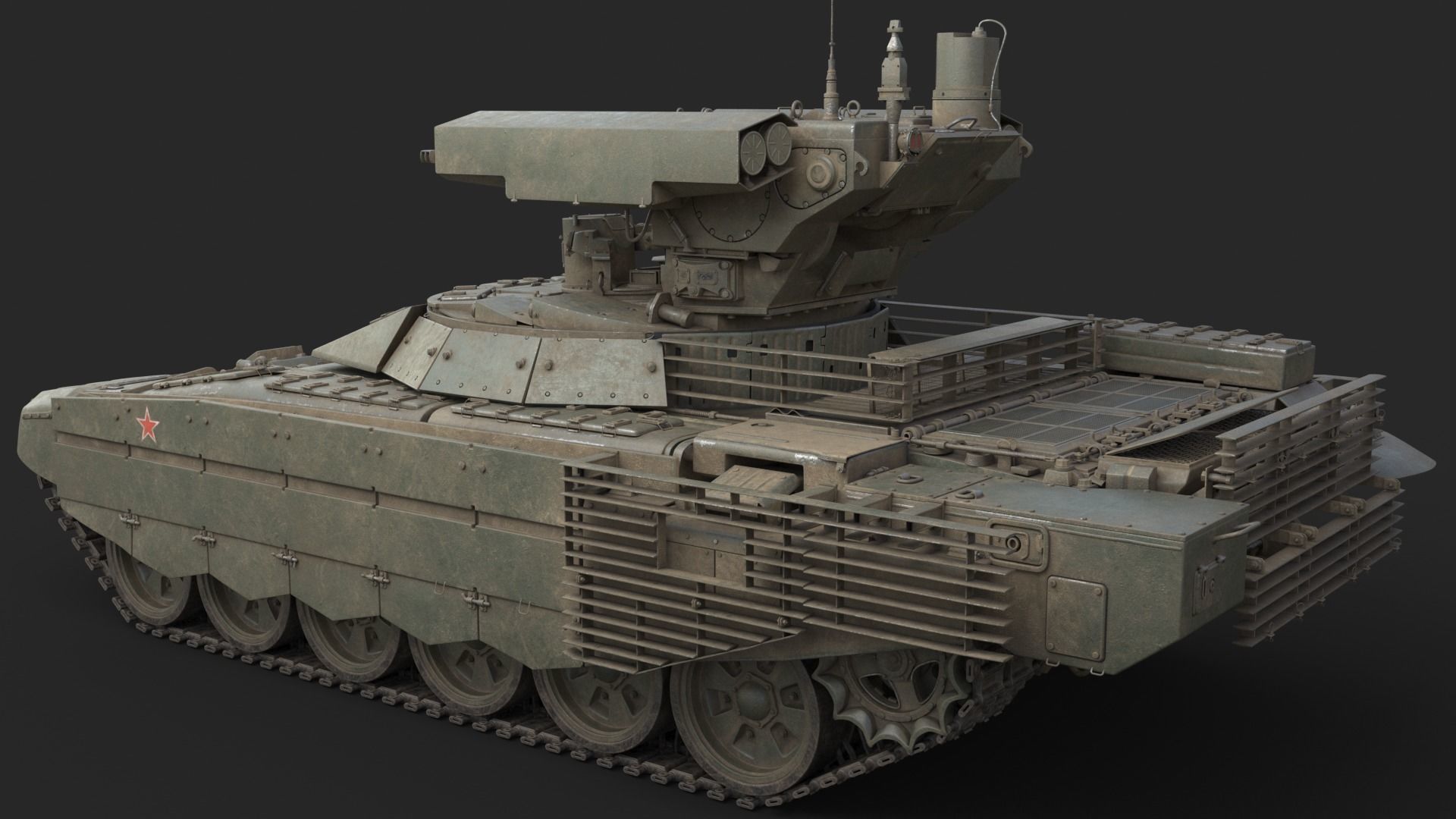 Tank Terminator BMPT 72 Green Dirty 3D model_8