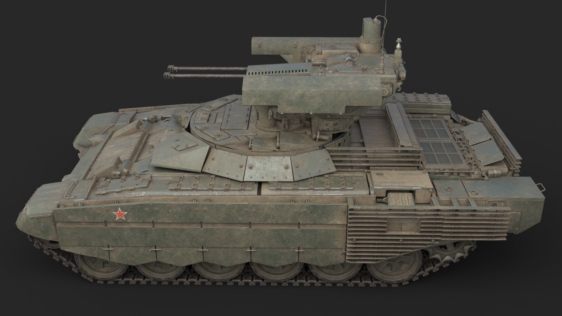 Tank Terminator BMPT 72 Green Dirty 3D model_7