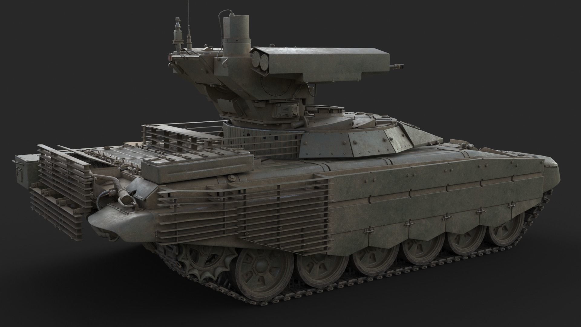 Tank Terminator BMPT 72 Green Dirty 3D model_11
