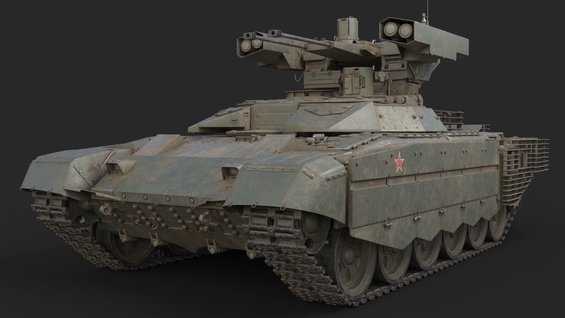 Tank Terminator BMPT 72 Green Dirty 3D model_5