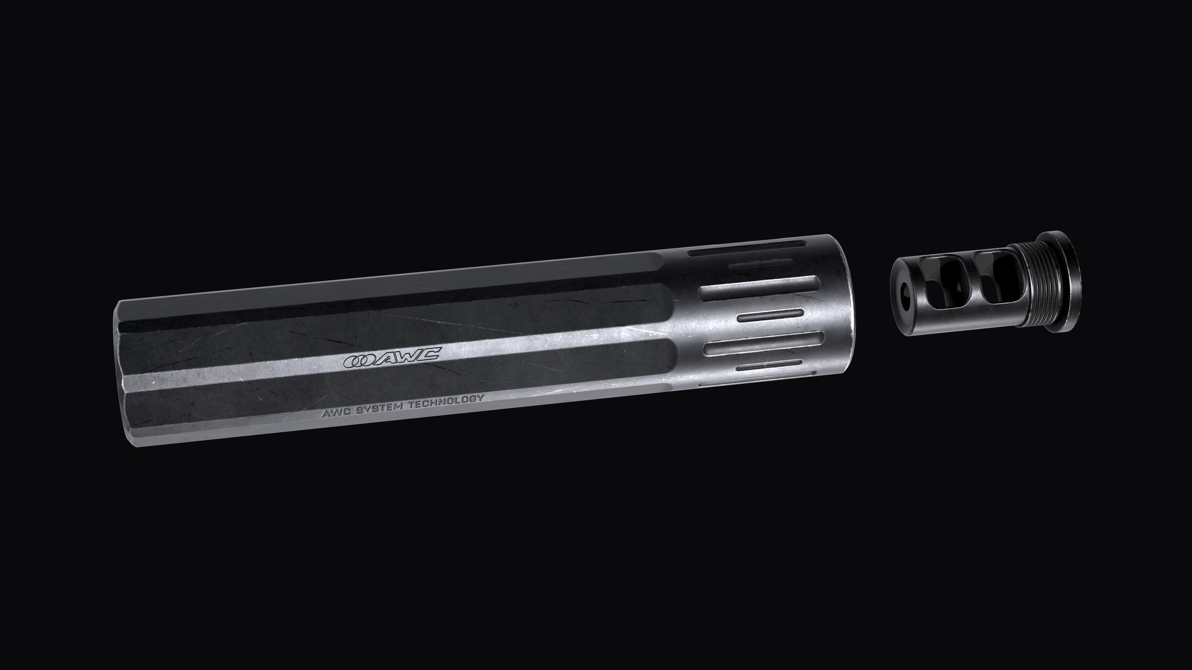 AWC Thor PSR XL multi caliber sound suppressor Low-poly 3D model_10