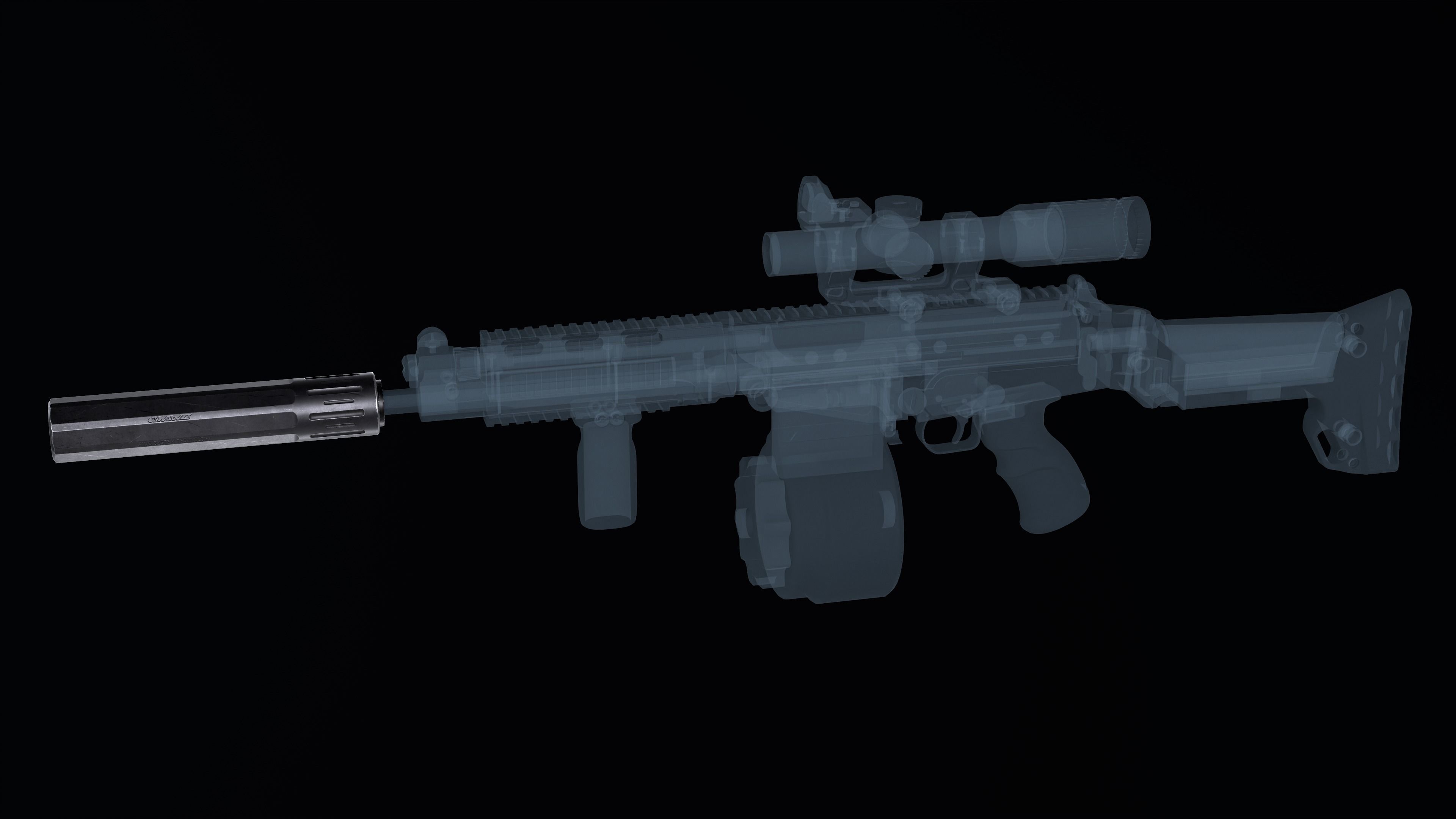 AWC Thor PSR XL multi caliber sound suppressor Low-poly 3D model_3