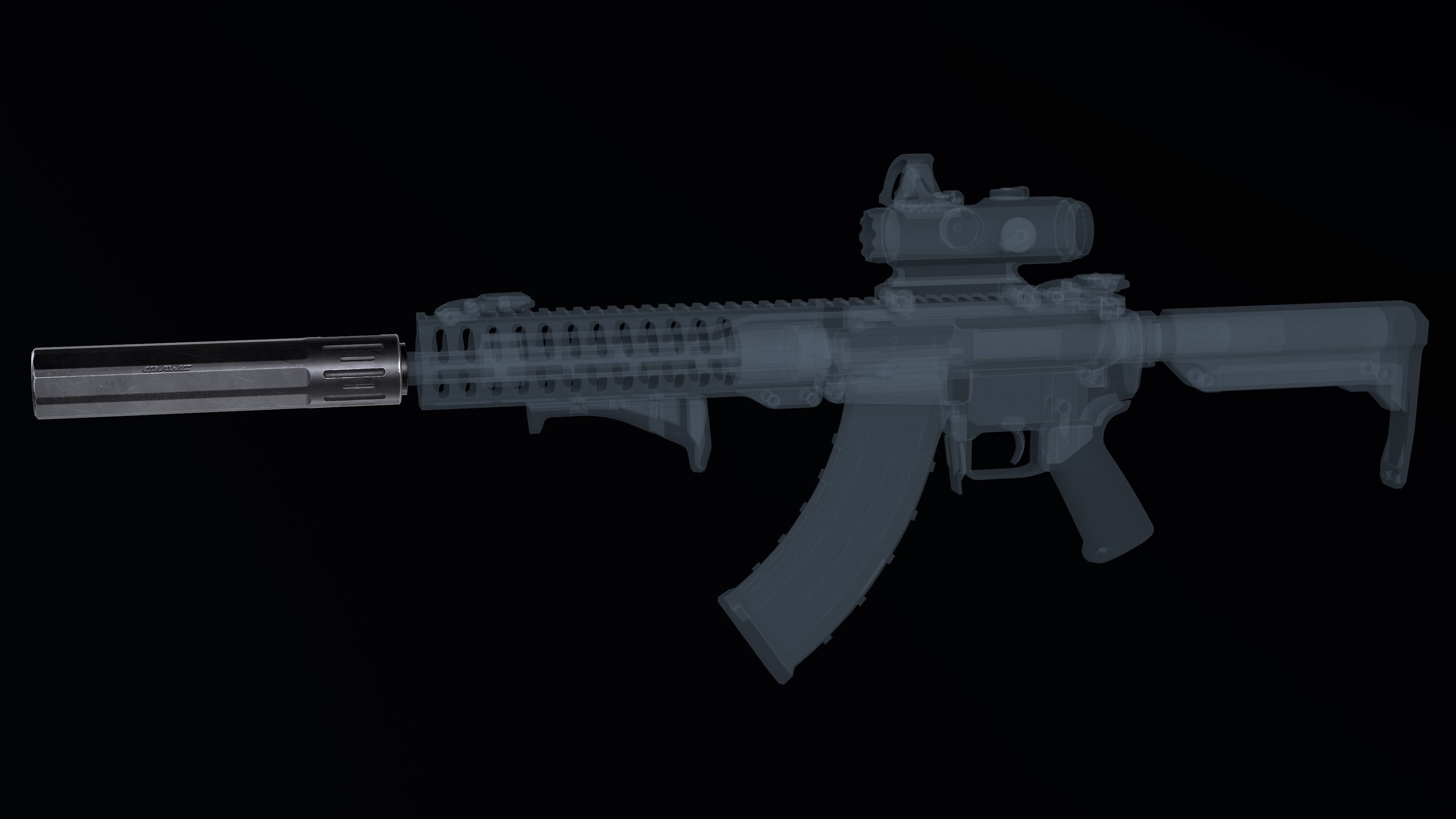 AWC Thor PSR XL multi caliber sound suppressor Low-poly 3D model_4