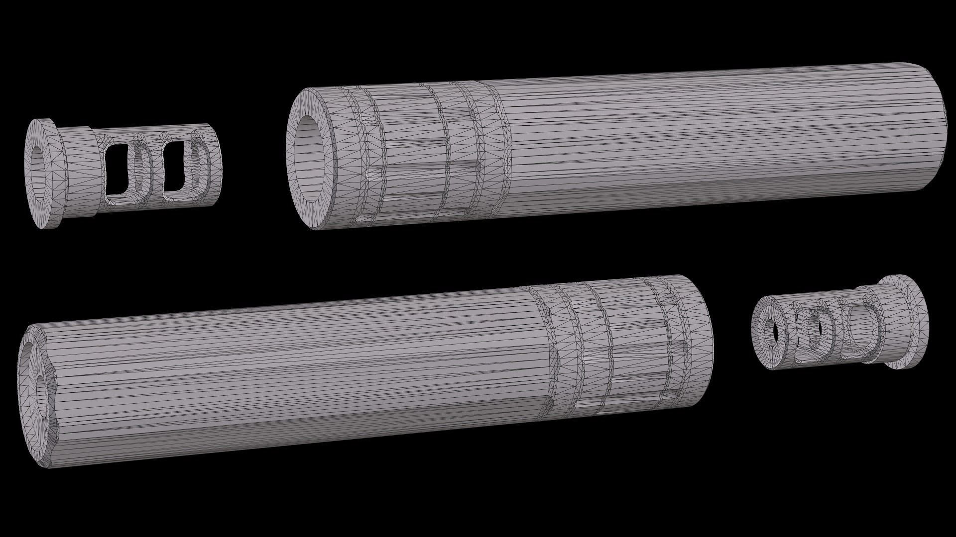 AWC Thor PSR XL multi caliber sound suppressor Low-poly 3D model_12