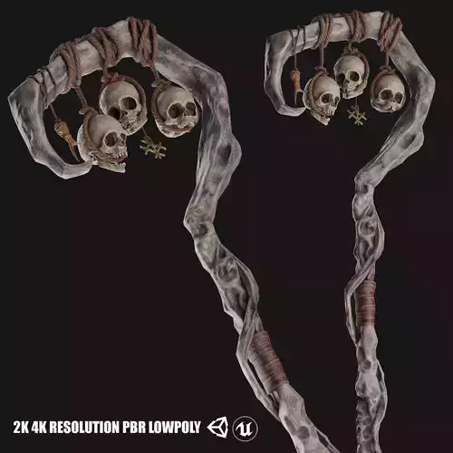 Necromancer Staff 03 Low-poly 3D model