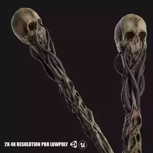 Necromancer Staff 04 Low-poly 3D model