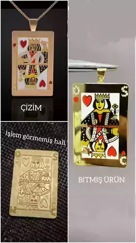 Heart King and Queen Playing Card Pendant 3D Print Model