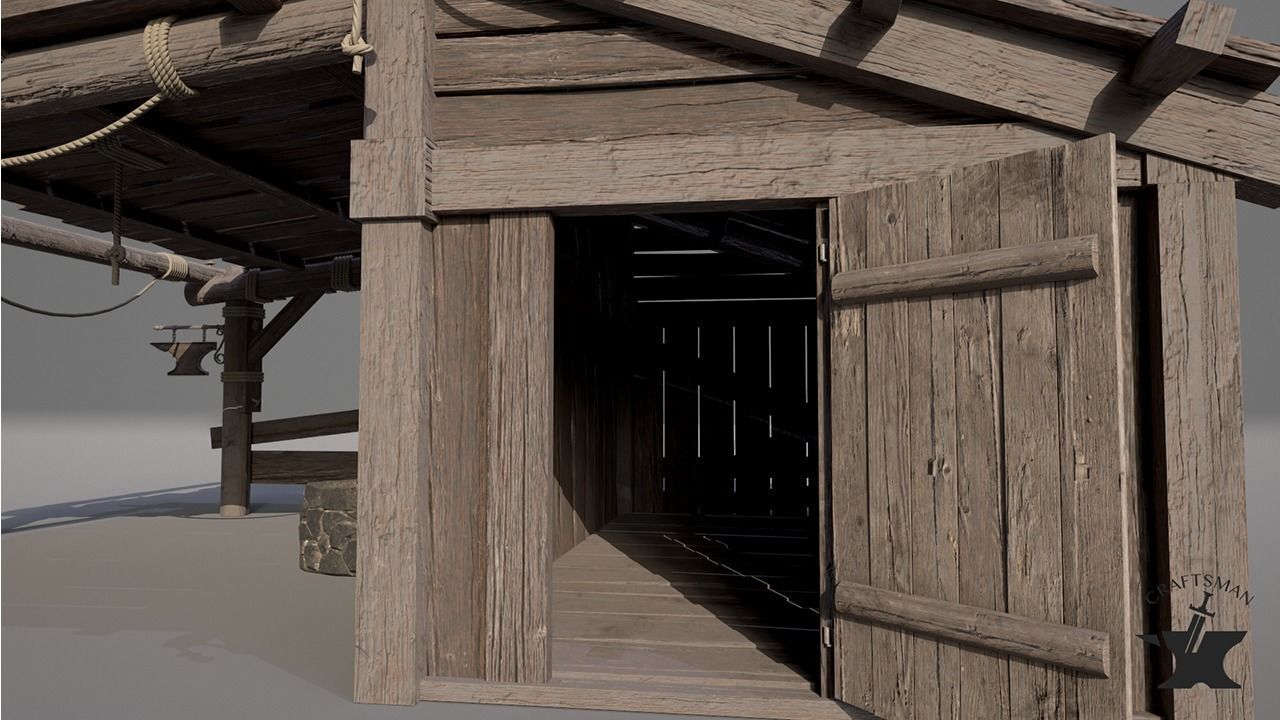 Realistic Forge Building Low-poly 3D model_10