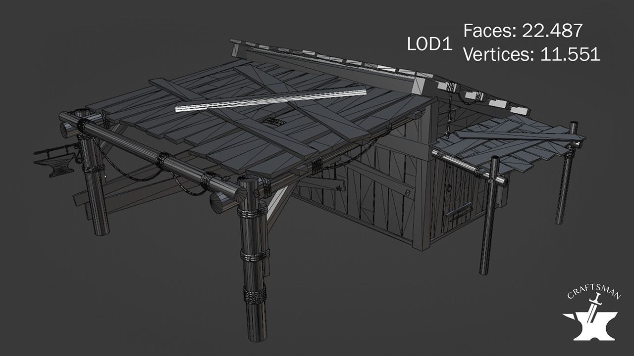 Realistic Forge Building Low-poly 3D model_12