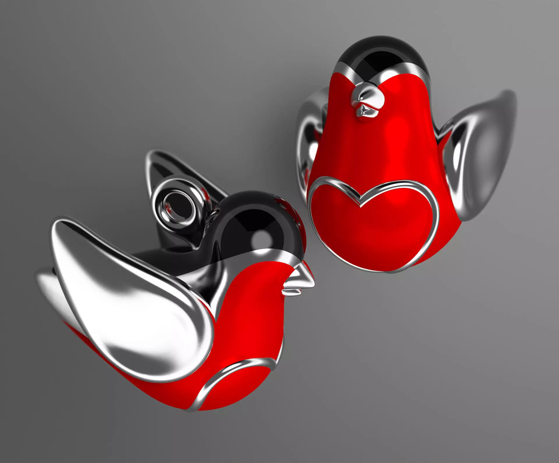 Little birds Bullfinch enamel pendant 3D print model