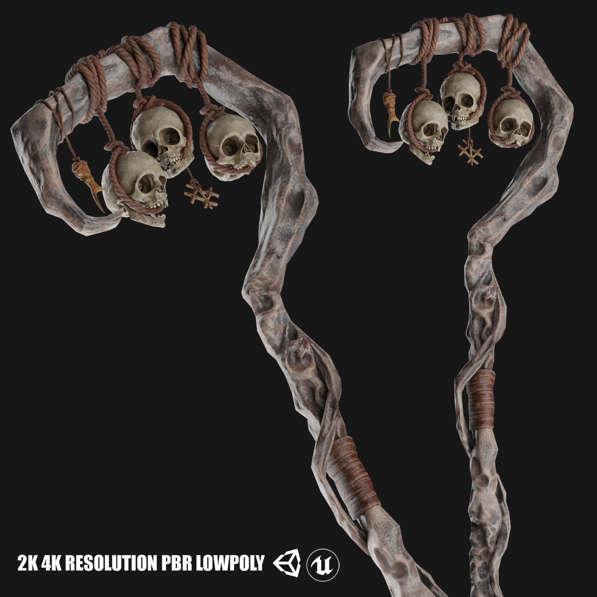 Necromancer Staves Collection Low-poly 3D model_8