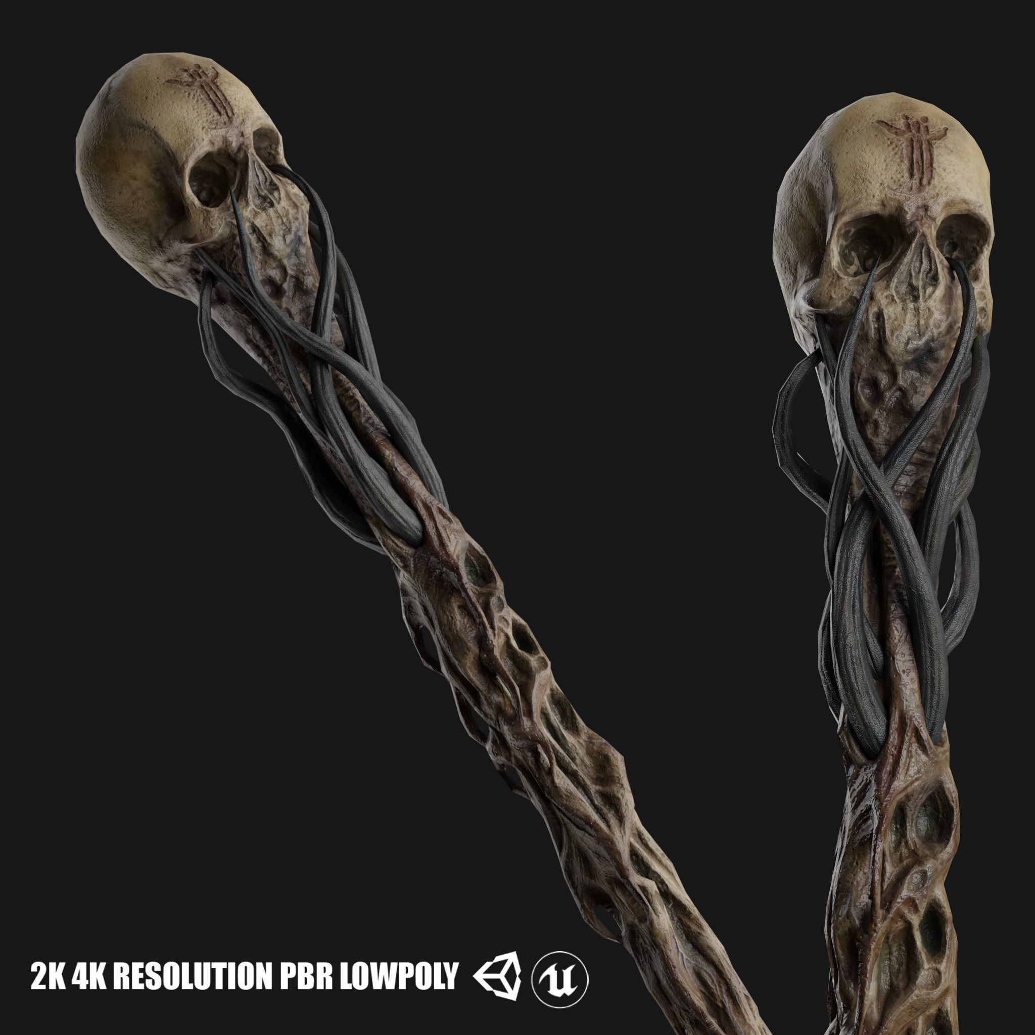 Necromancer Staves Collection Low-poly 3D model_9
