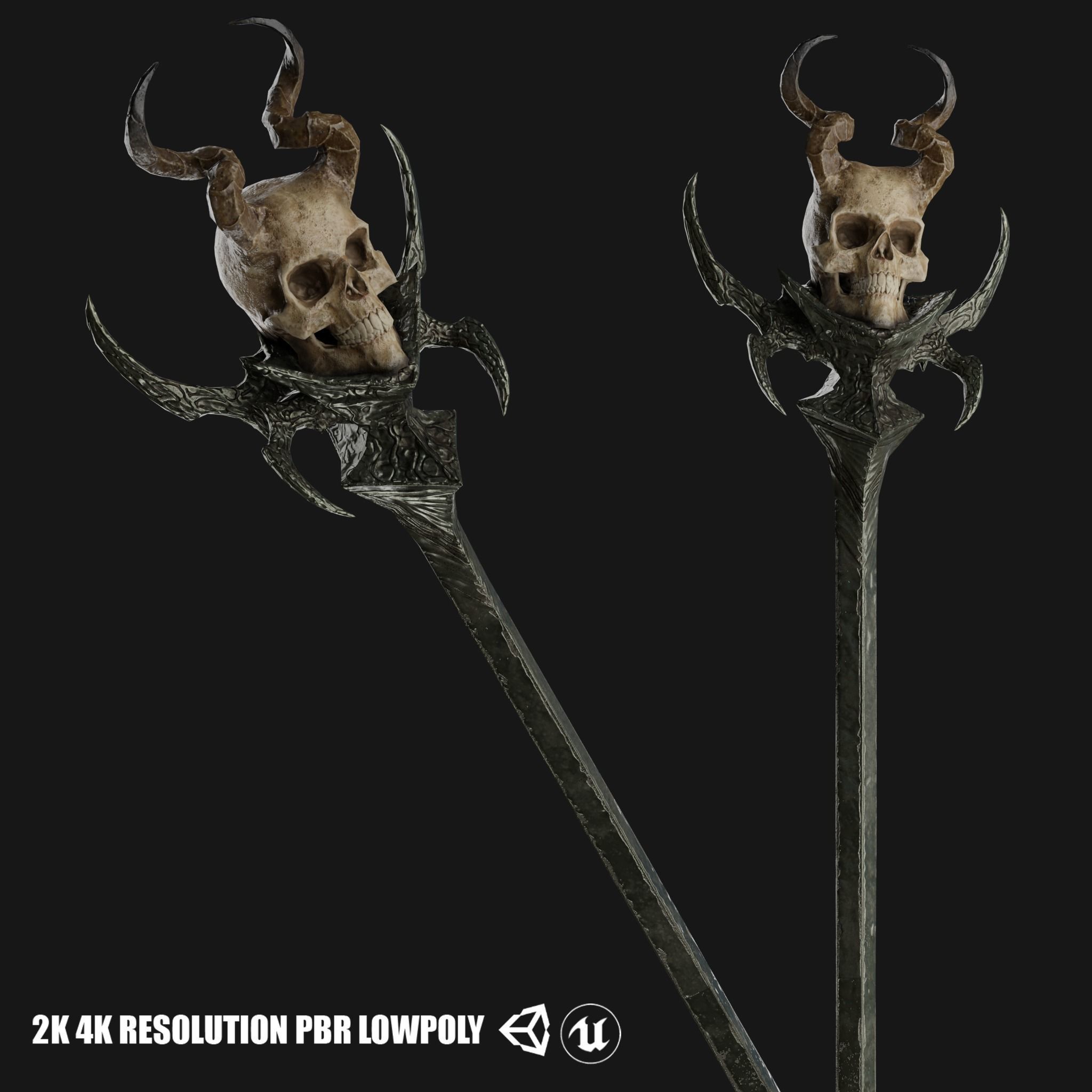 Necromancer Staves Collection Low-poly 3D model_7
