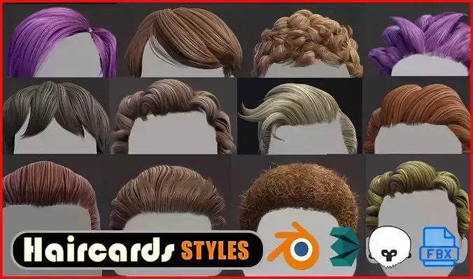 Stylized Short Hairstyles Hair Cards  Pack of 11 Styles