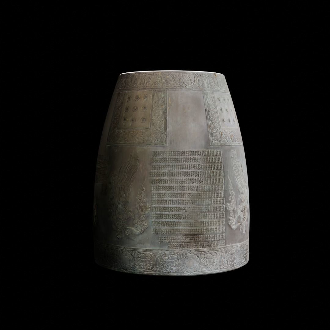 Photo-scan - Korean Bell - Buddhist temple Low-poly 3D model_2