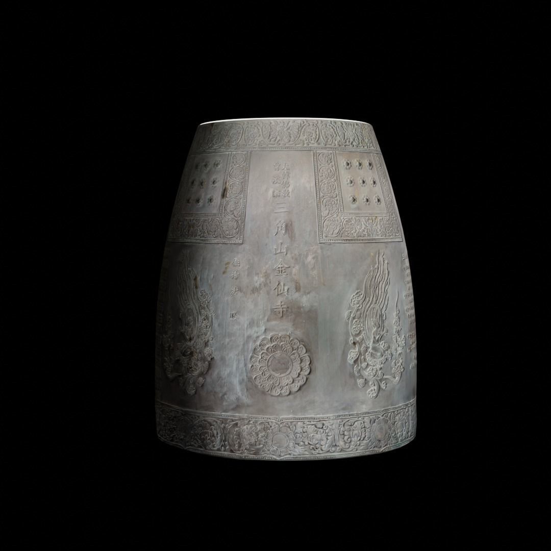Photo-scan - Korean Bell - Buddhist temple Low-poly 3D model_4