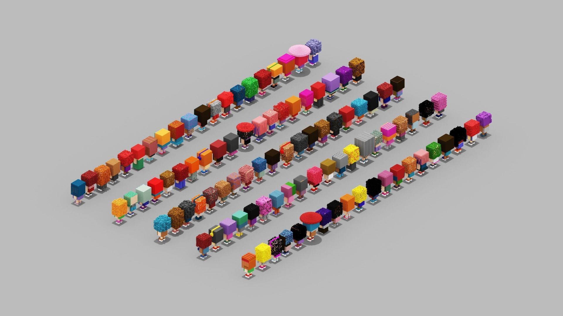 100 Unique Character Low-poly 3D model_7