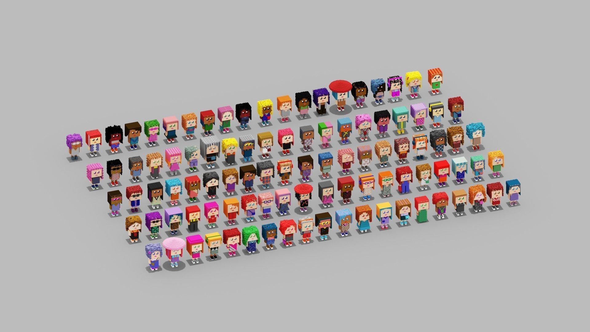 100 Unique Character Low-poly 3D model_2