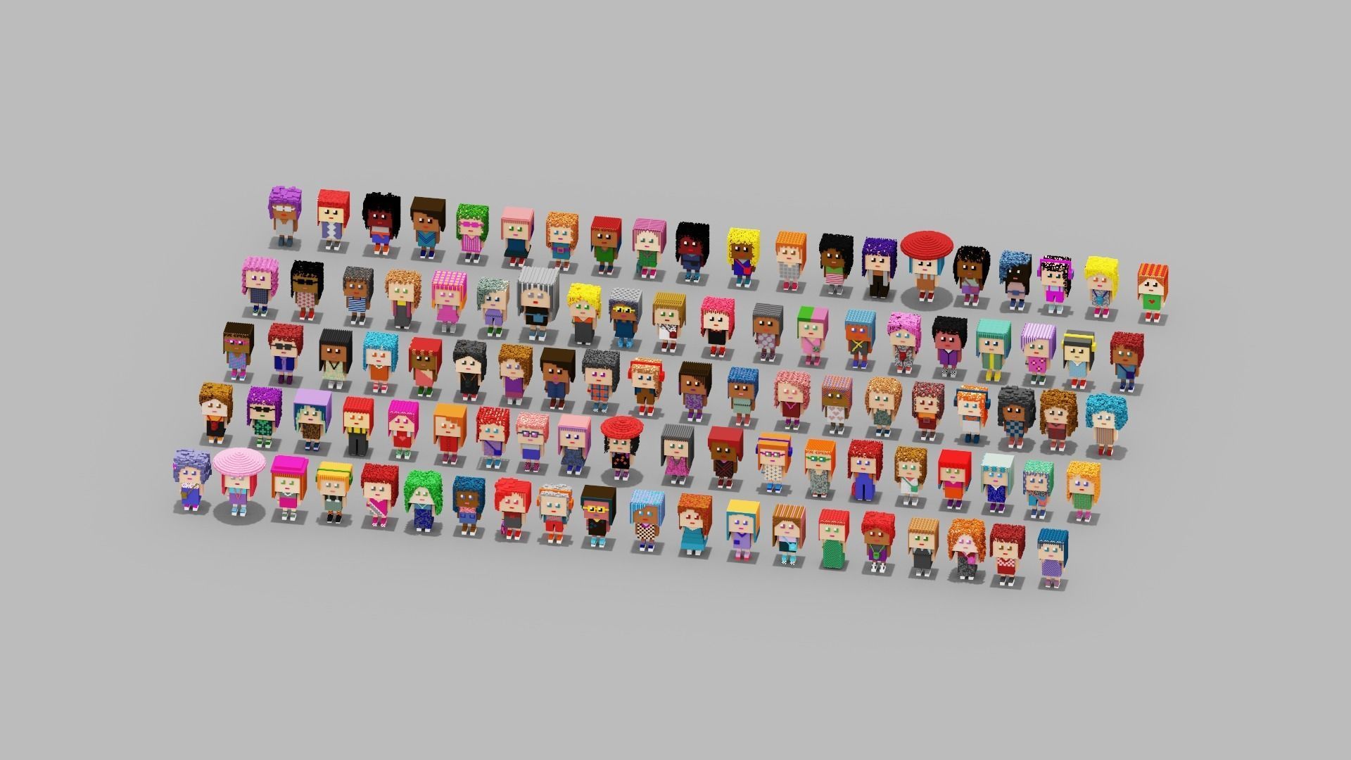 100 Unique Character Low-poly 3D model_3