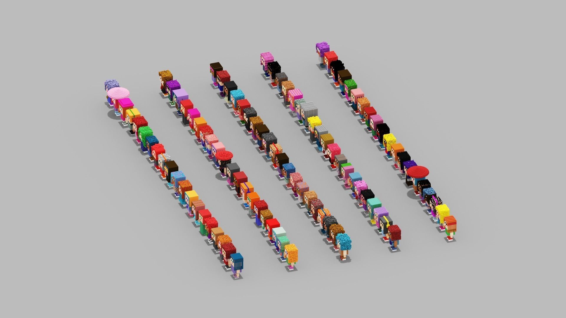 100 Unique Character Low-poly 3D model_5