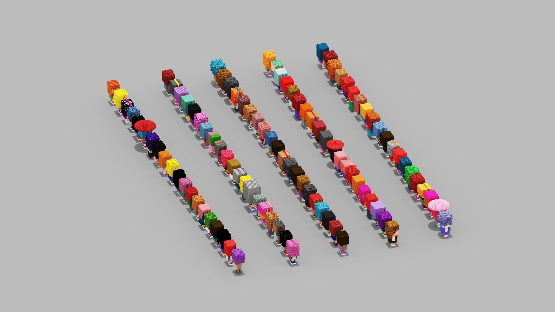 100 Unique Character Low-poly 3D model_11