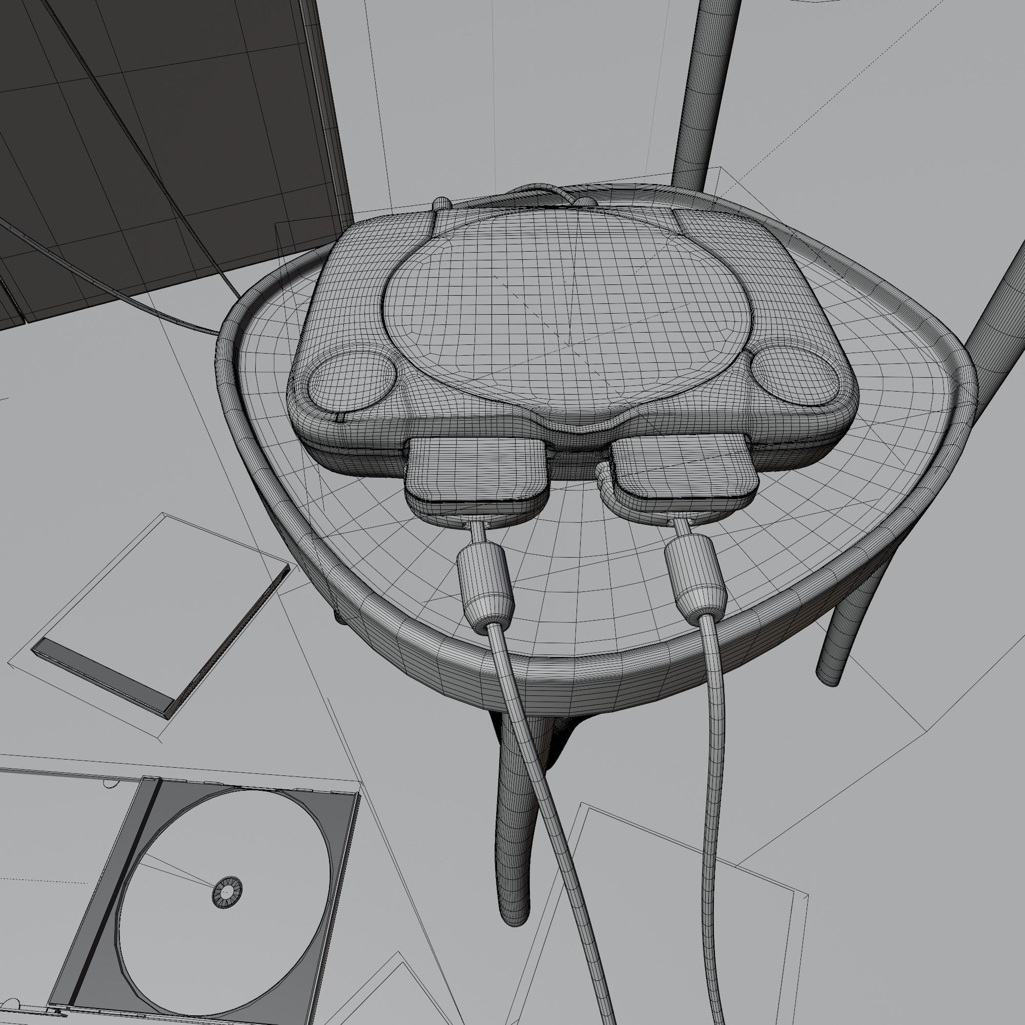 Sony PlayStation one in retro setting with a TV and VHS playe 3D model_1